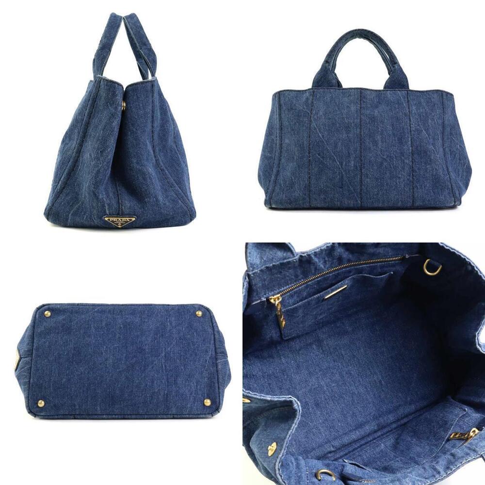 Prada Canapa bag blue denim tote handbag Blue